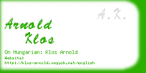 arnold klos business card